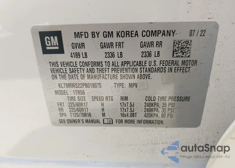 2023 Chevrolet Trailblazer Fwd Ls из США, поврежденный, VIN KL79MMS22PB018075